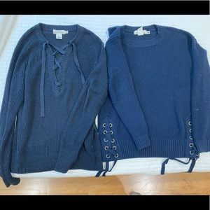 Two navy H&M sweaters